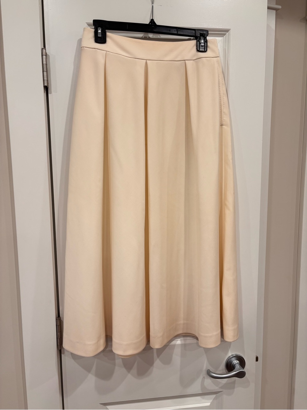 Front Pleated A-Line Midi Skirt